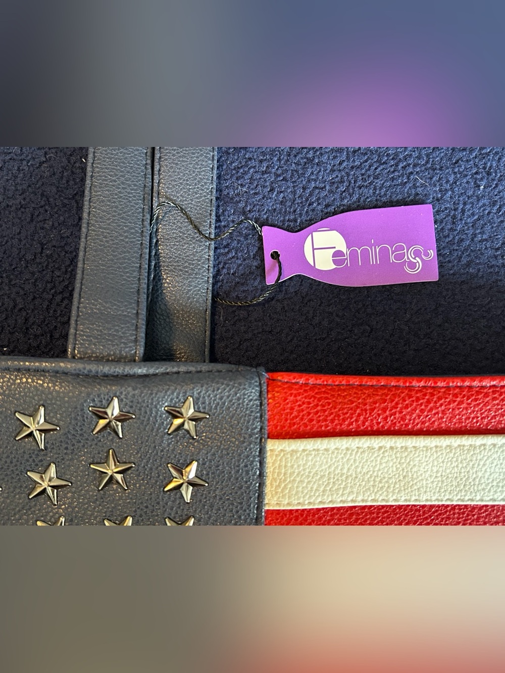 Femina American Flag Tote Bag NWT Red White Blue Patriotic Shoulder Purse - Picture 7 of 13